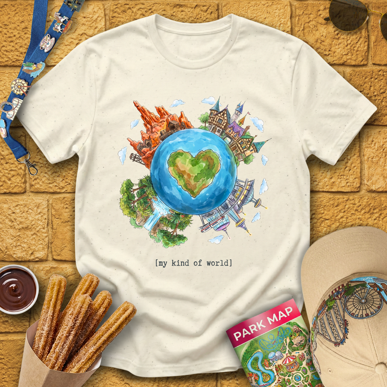 My Kind Of World [PenWash] T-Shirt for Theme Park Fans (Natural)