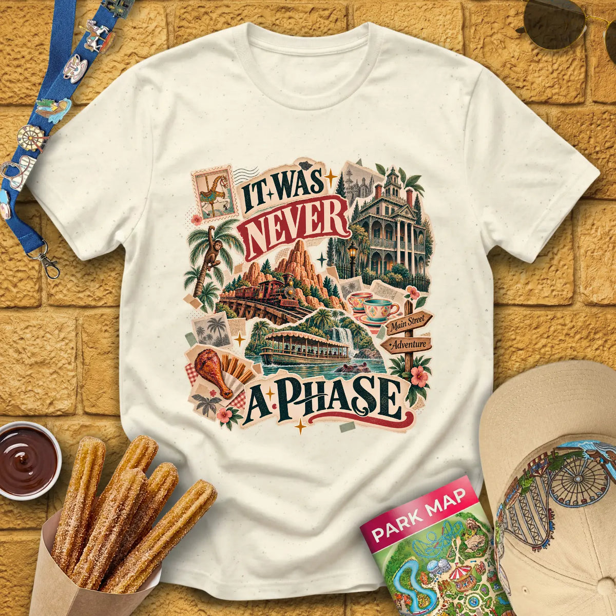 Never A Phase [Vox] T-Shirt for Theme Park Fans (Natural)