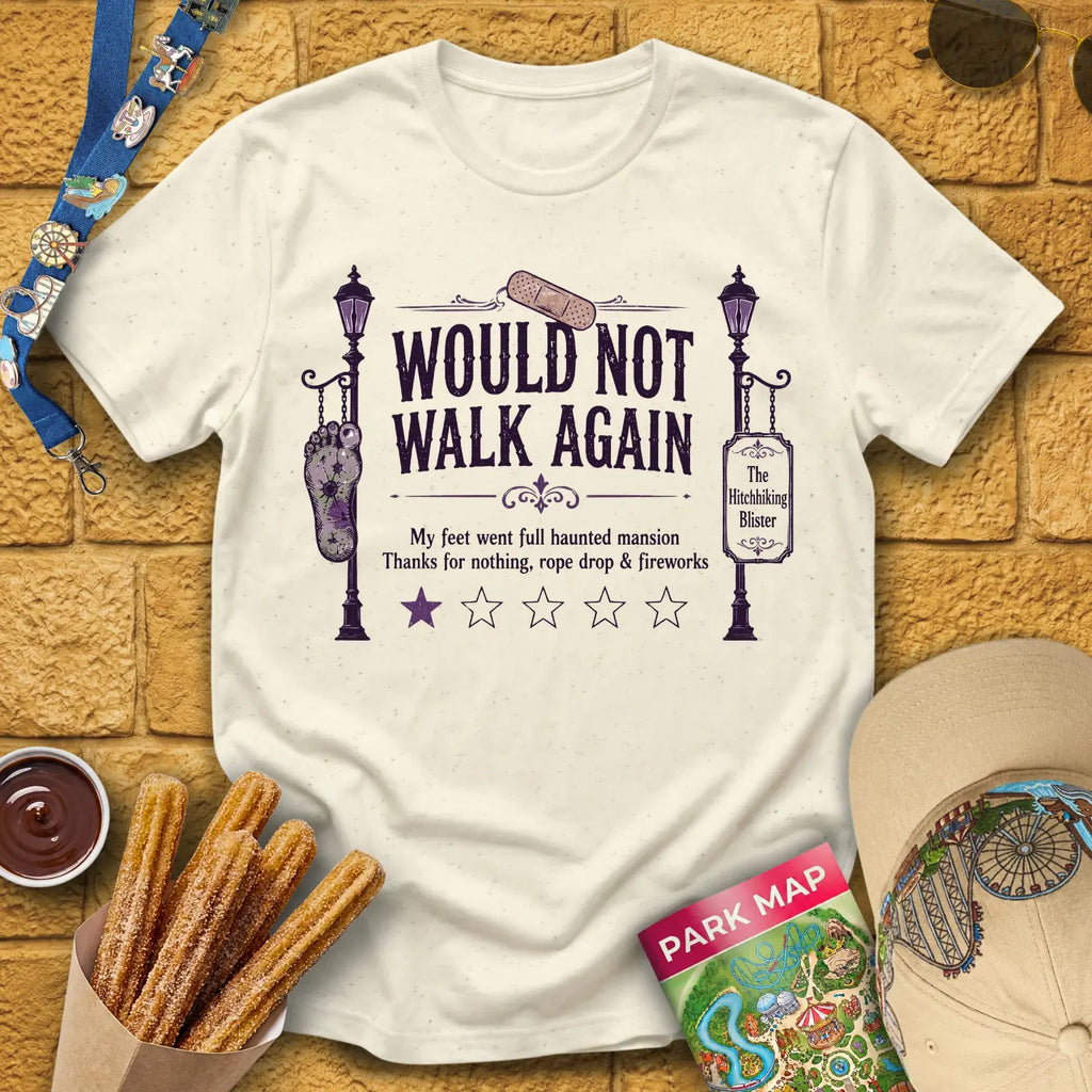 Not Walk Again [Haunted] T-Shirt for Theme Park Fans (Natural)
