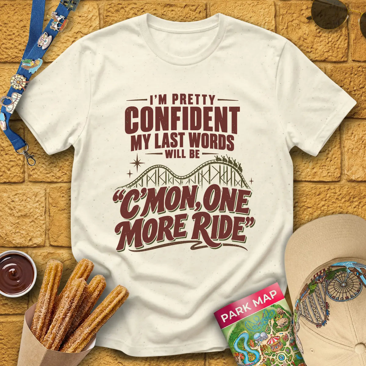 One More Ride [RetroBold] T-Shirt for Theme Park Fans (Natural)