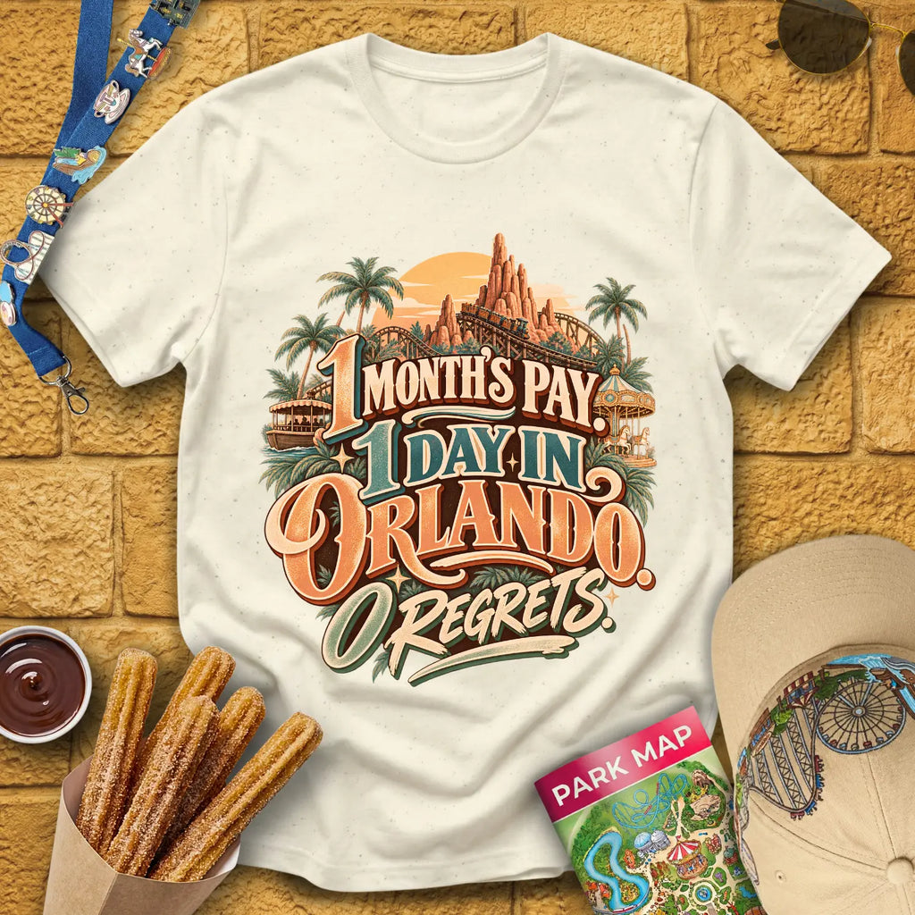 One Orlando Day [Retro] T-Shirt for Theme Park Fans (Natural)
