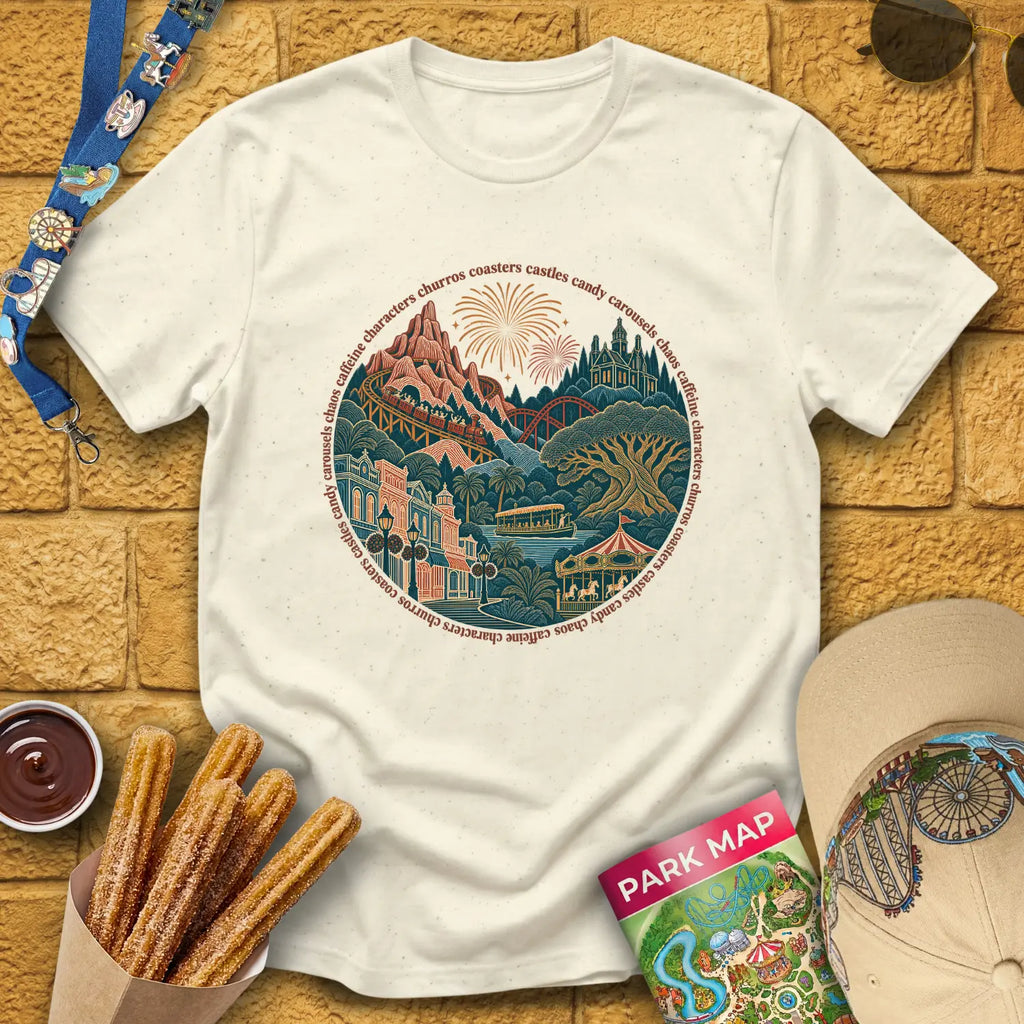 Parklandia [LineArt] T-Shirt for Theme Park Fans (Natural)