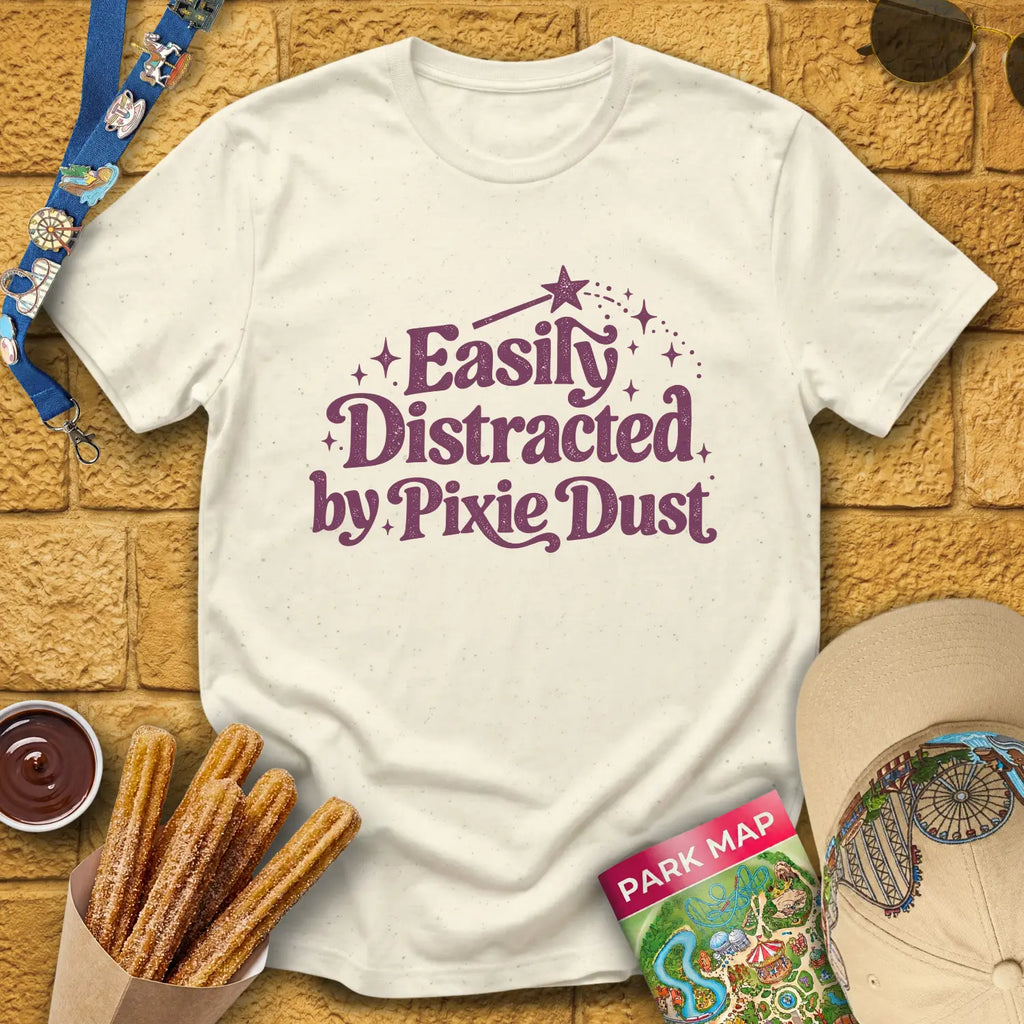 Pixie Dust Distracted [Artsy] T-Shirt for Theme Park Fans (Natural)