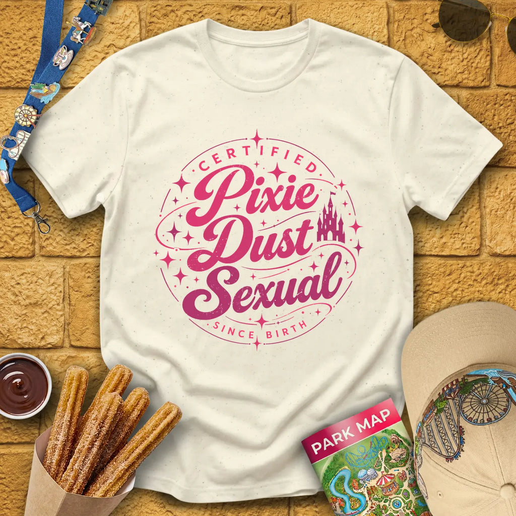 Pixie Dust S... [Badge] T-Shirt for Theme Park Fans (Natural)