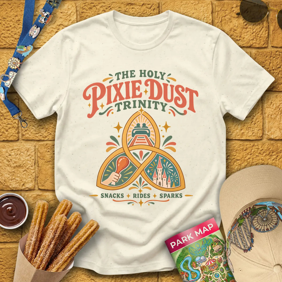 Pixie Dust Trinity [Boho] T-Shirt for Theme Park Fans (Natural)
