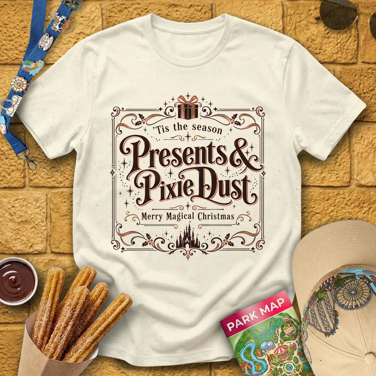 Presents & Pixie Dust [Victorian] T-Shirt for Theme Park Fans (Natural)