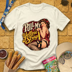 Pull My Yellow Strap [50s] T-Shirt for Theme Park Fans (Natural)