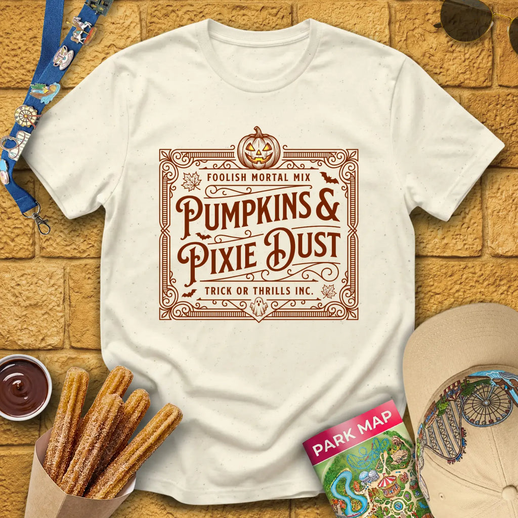 Pumpkins & Pixie Dust [Victorian] T-Shirt for Theme Park Fans (Natural)