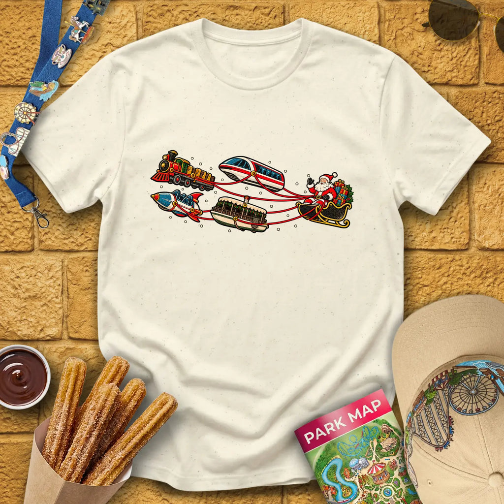 Santa's Special Sleigh [Retro] T-Shirt for Theme Park Fans (Natural)