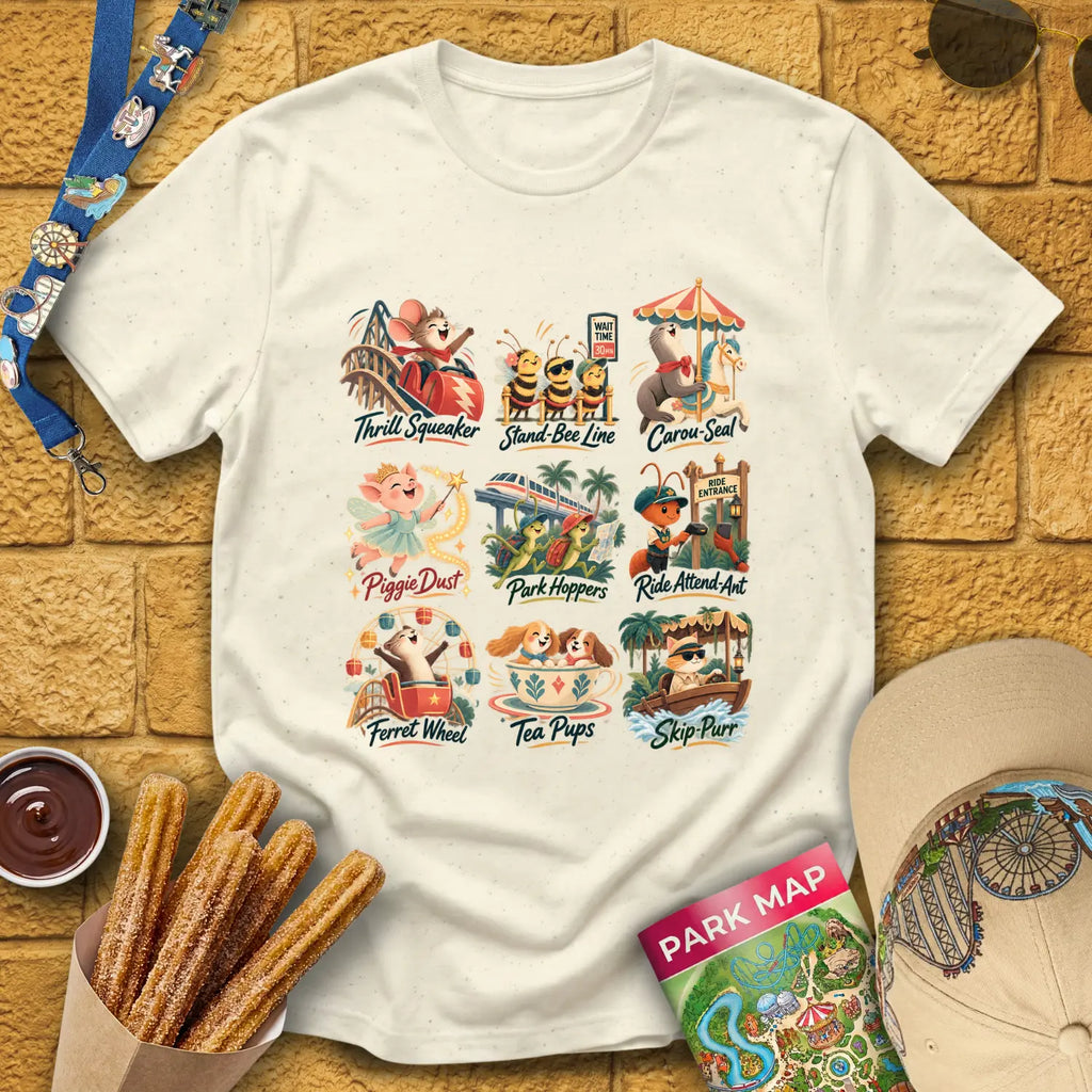 Theme Park Critters [Artsy] T-Shirt for Theme Park Fans (Natural)