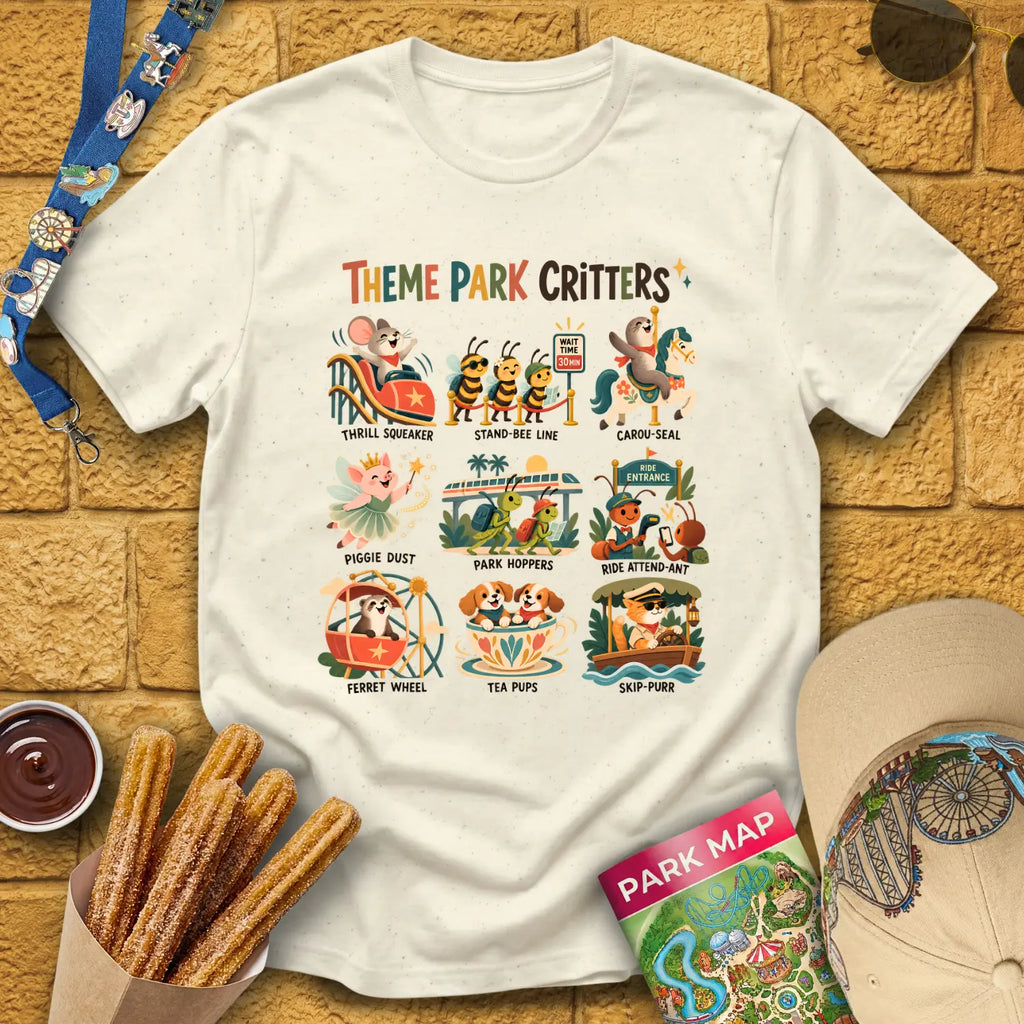Theme Park Critters [Scandi] T-Shirt for Theme Park Fans (Natural)