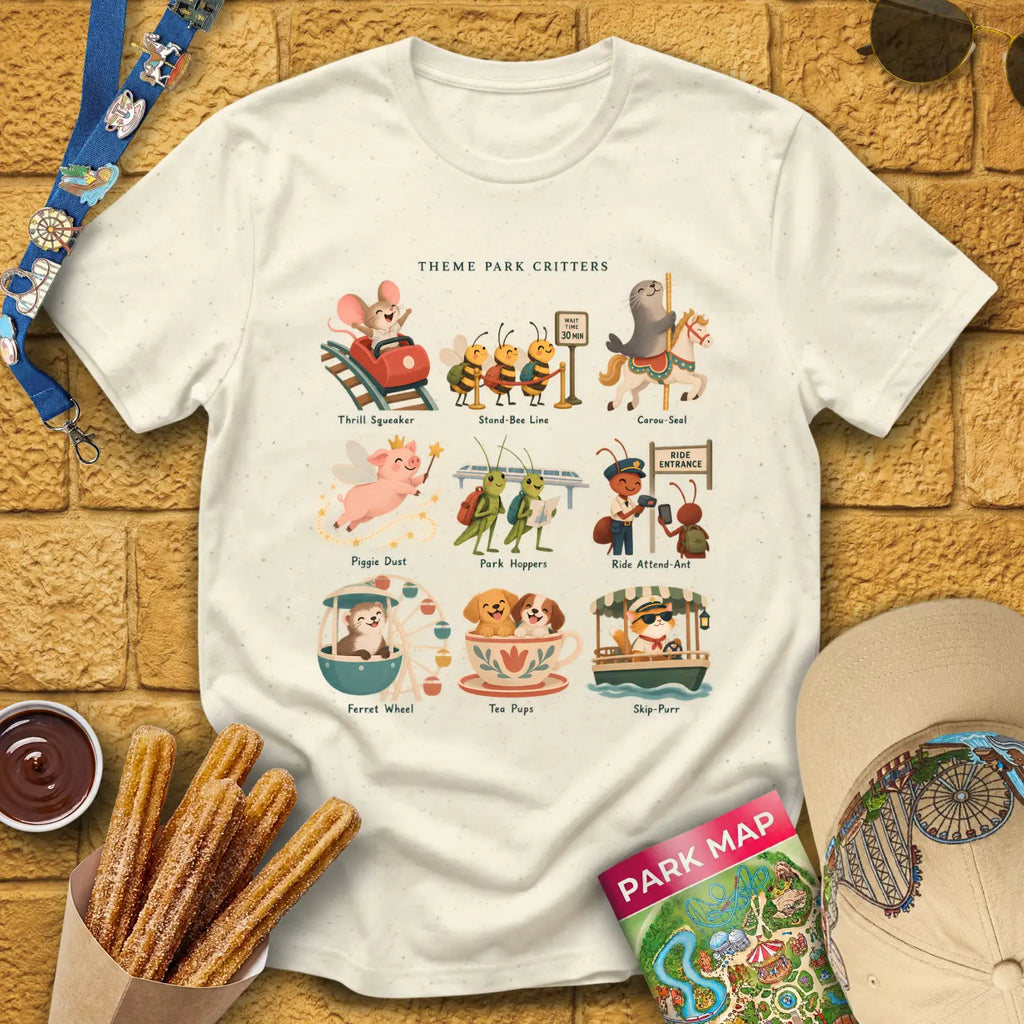 Theme Park Critters [SleekStory] T-Shirt for Theme Park Fans (Natural)