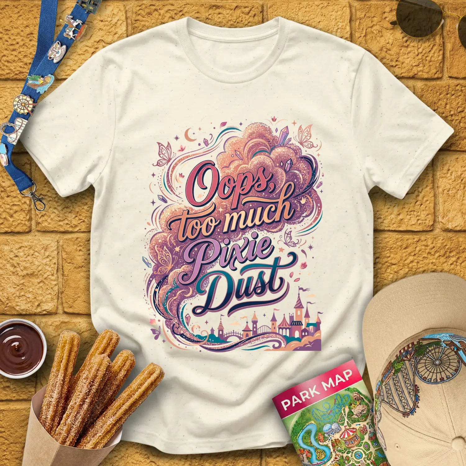 Too Much Pixie Dust [ArtsyDream] T-Shirt for Theme Park Fans (Natural)