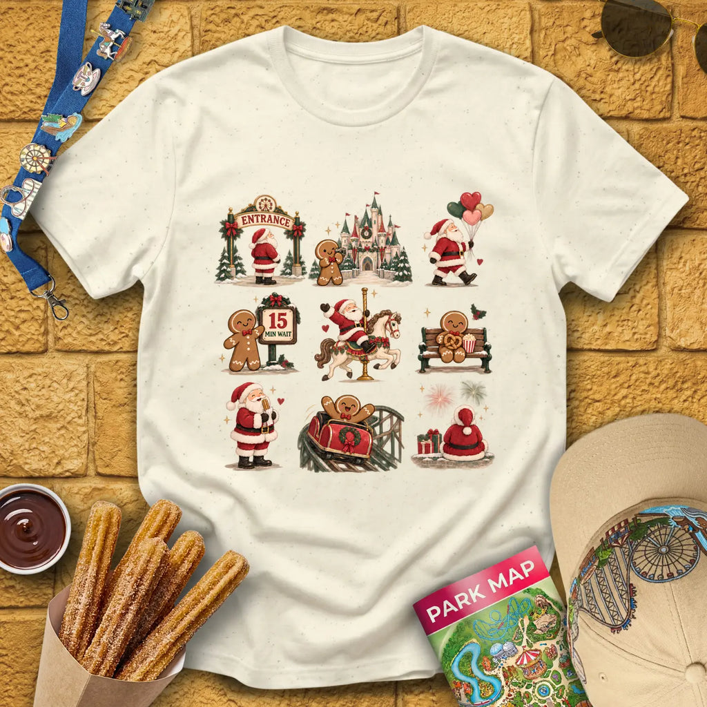 Xmas Park Day [RusticGrid] T-Shirt for Theme Park Fans (Natural)