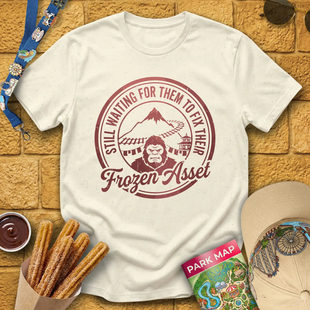 Yeti Frozen Asset [Badge] T-Shirt for Theme Park Fans (Natural)