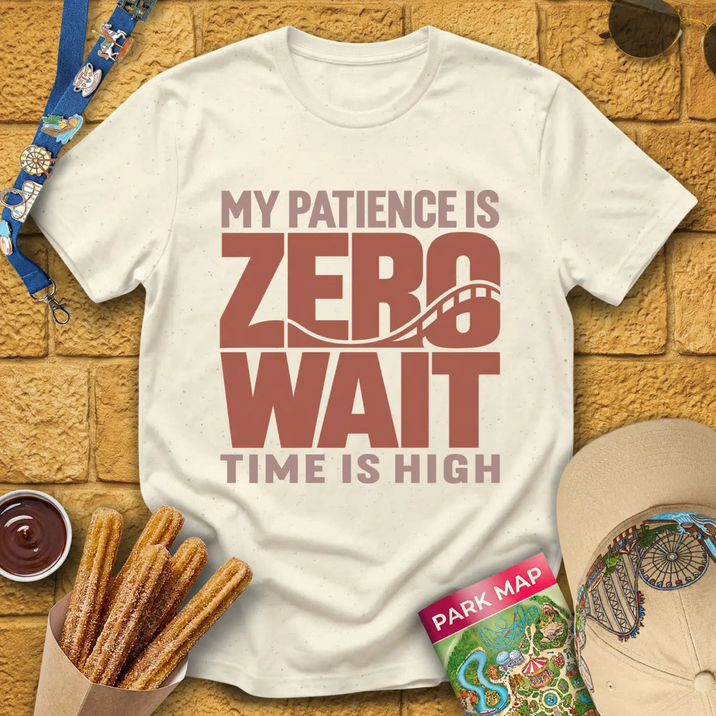 Zero Wait [Bold] T-Shirt for Theme Park Fans (Natural)