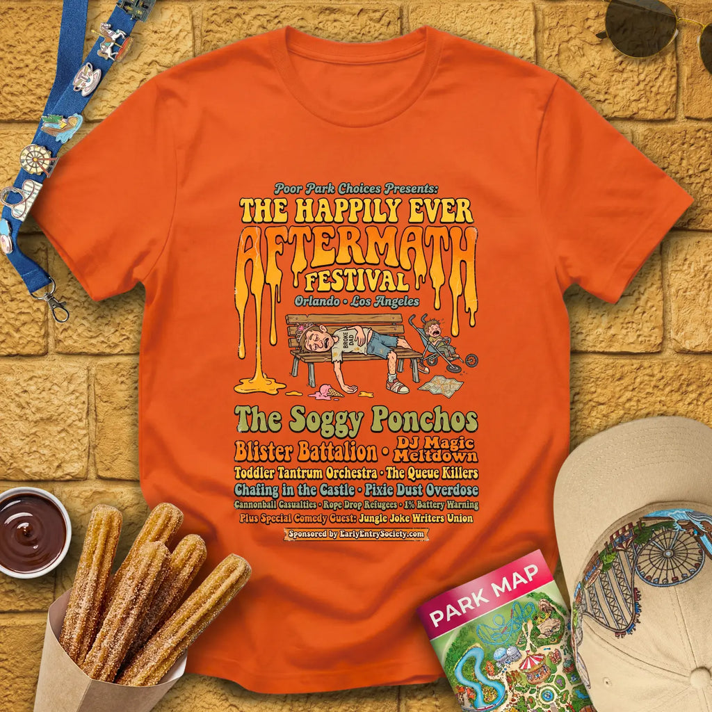 Aftermath Festival [70s] T-Shirt for Theme Park Fans (Orange)