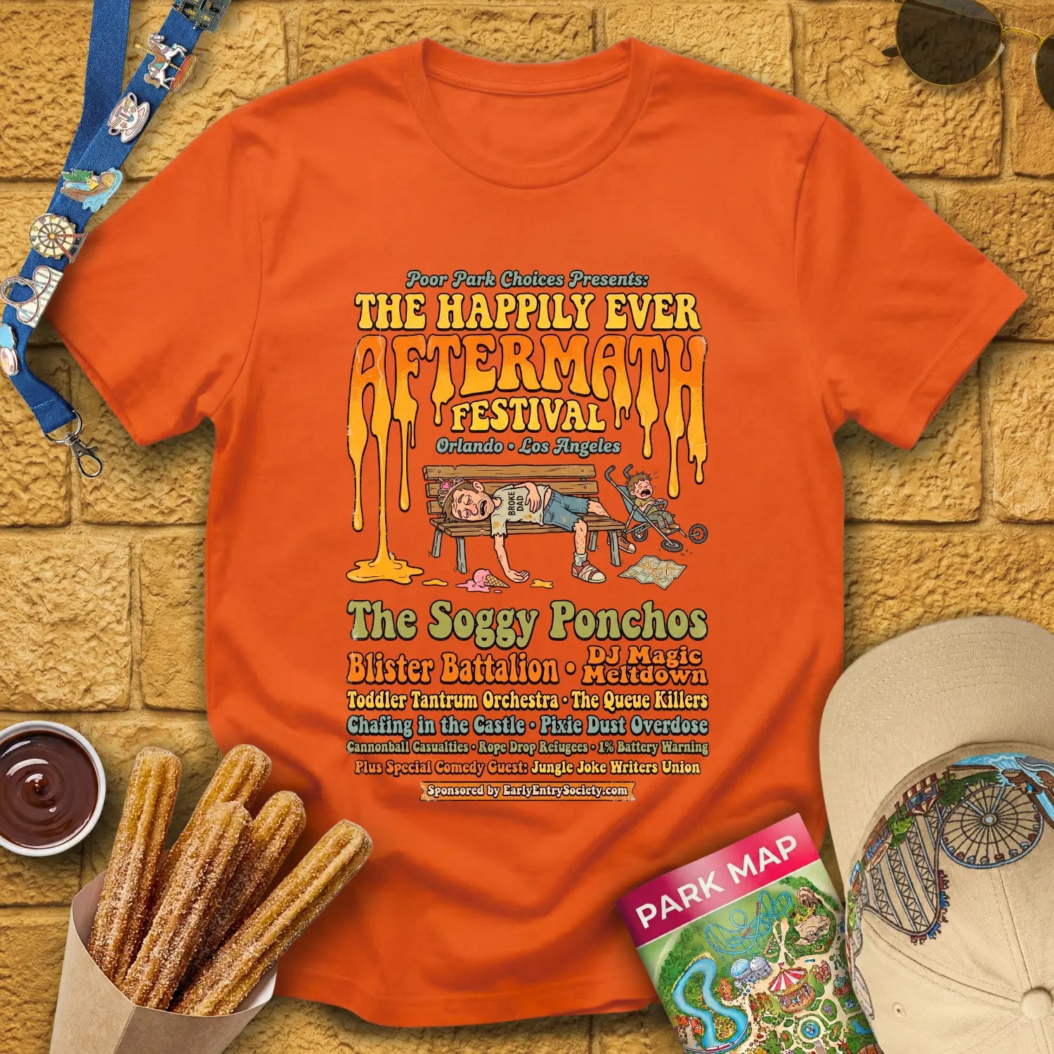 Aftermath Festival [70s] T-Shirt for Theme Park Fans (Orange)