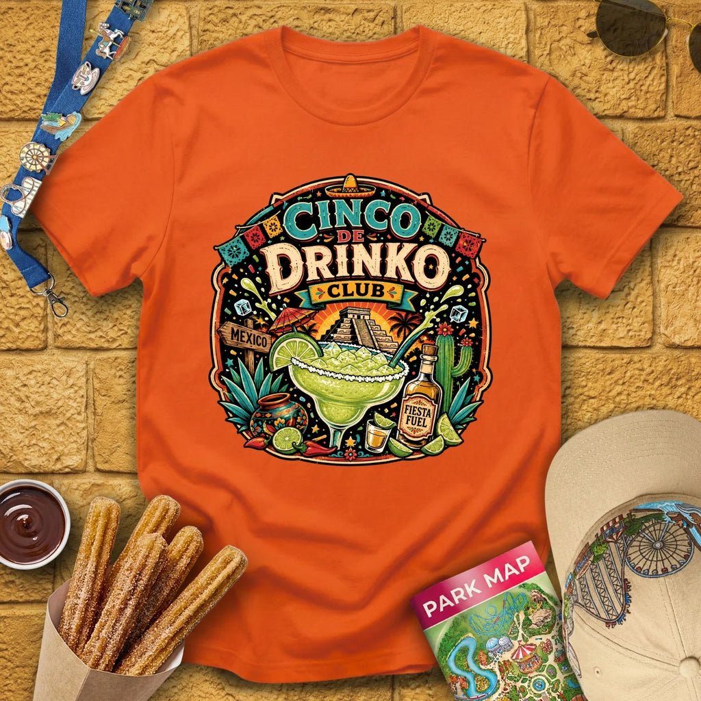 Cinco De Drinko [BoldBadge] T-Shirt for Theme Park Fans (Orange)