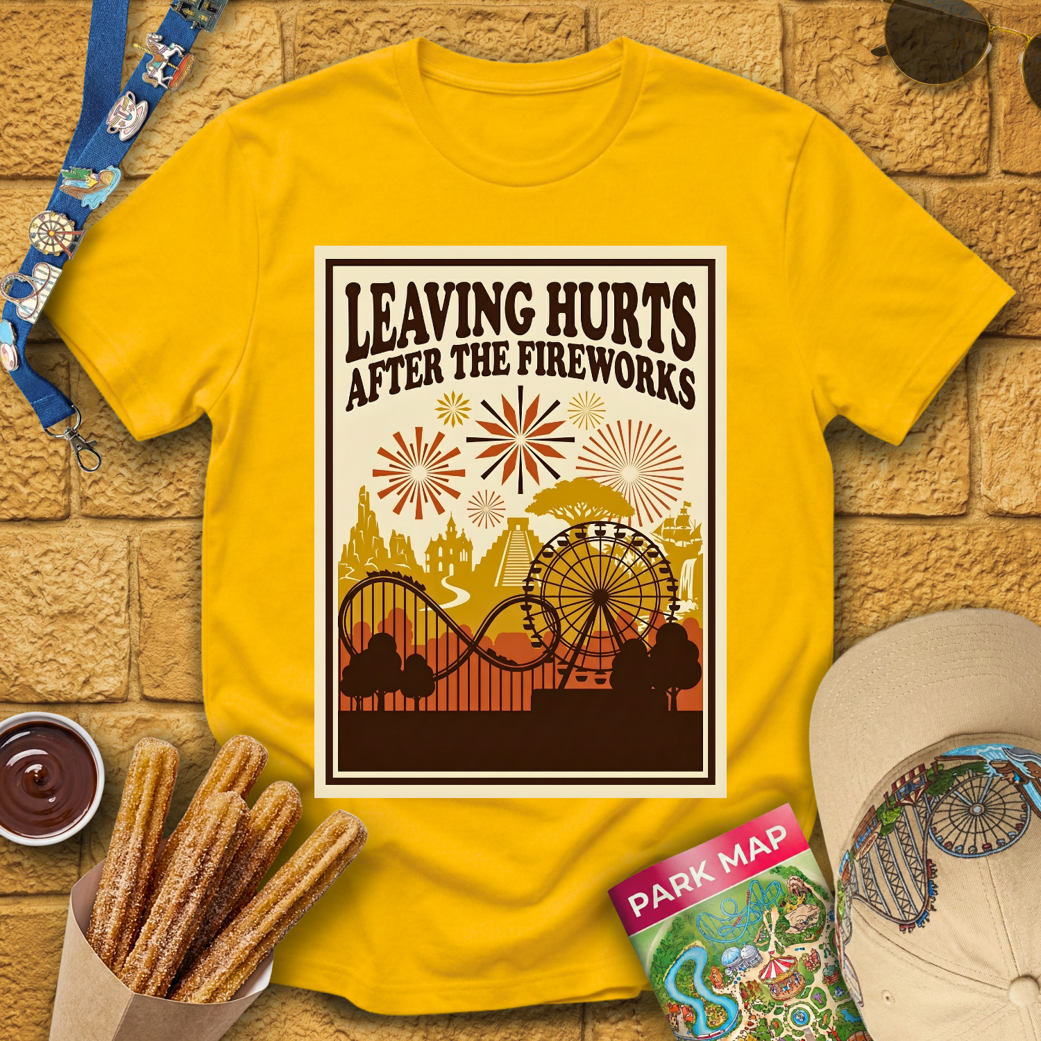 Leaving Hurts & Fireworks [70sPoster] T-Shirt