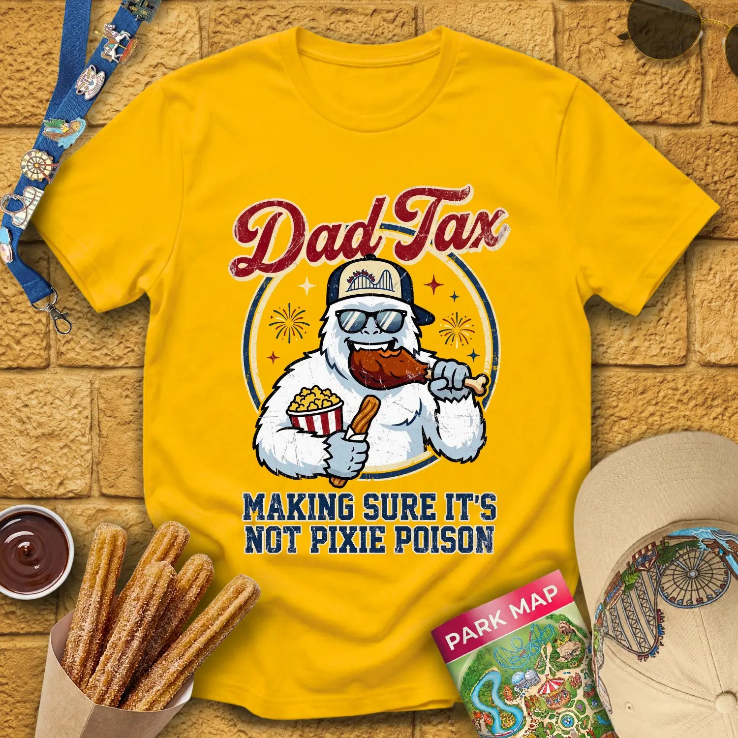 Dad Tax [Badge] T-Shirt for Theme Park Fans (Daisy)