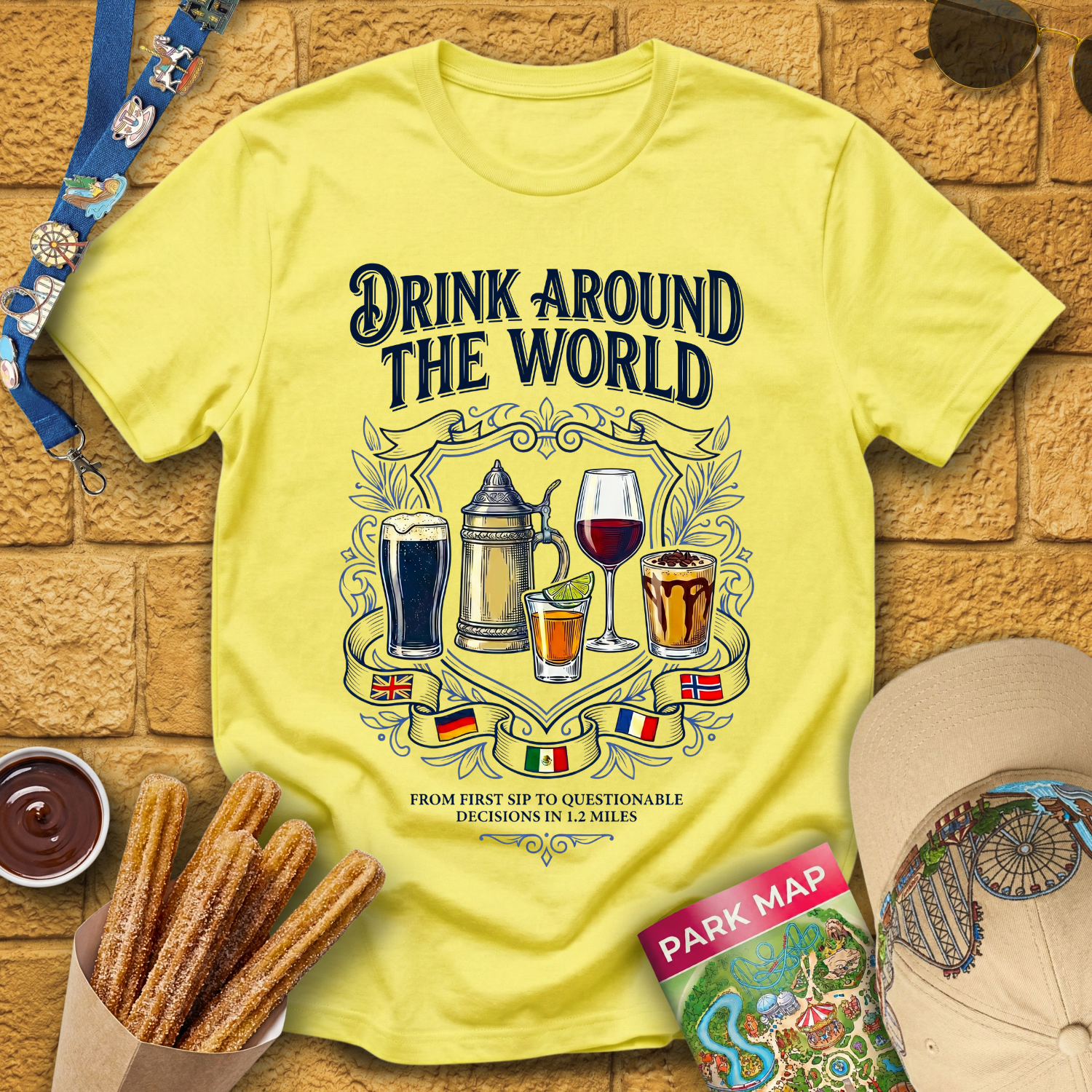 Drinking Around The World [Emblem] T-Shirt