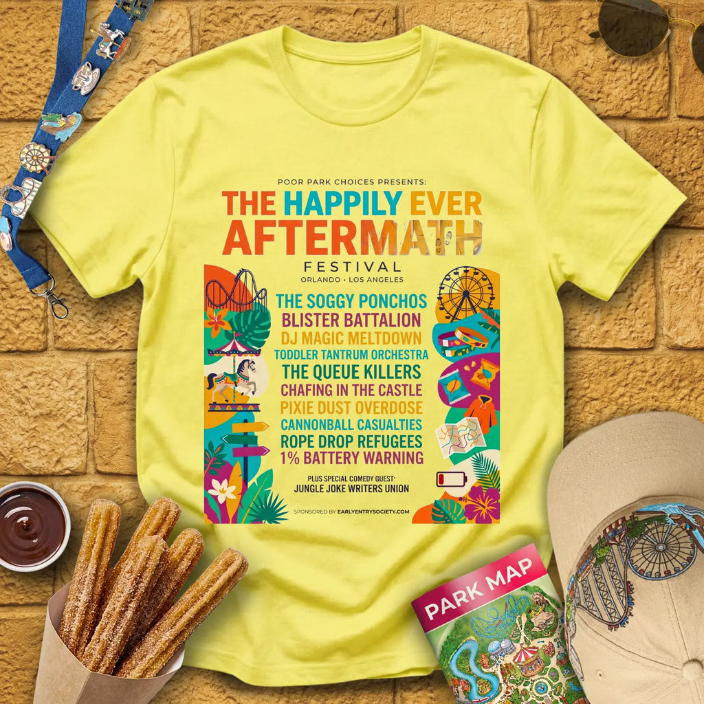 Aftermath Festival [Elite] T-Shirt for Theme Park Fans (Cornsilk)