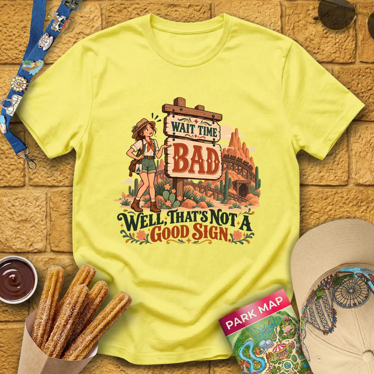 Bad Wait Time [Boho] T-Shirt for Theme Park Fans (Cornsilk)