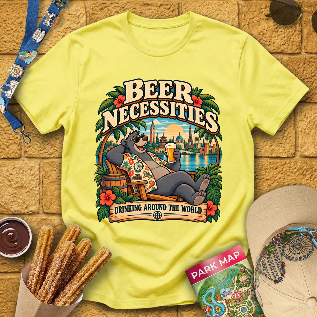 Beer Necessities [Comic] T-Shirt for Theme Park Fans (Cornsilk)