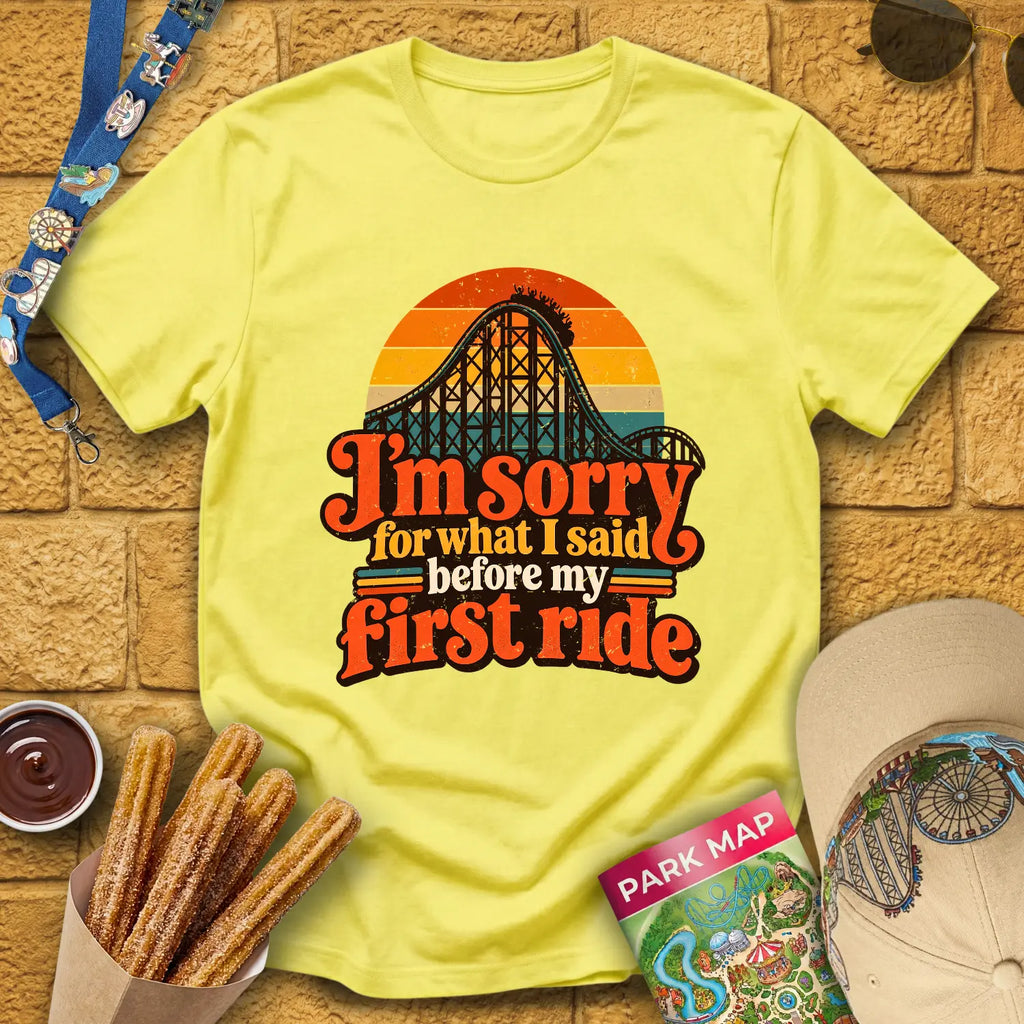 Before First Ride [70s] T-Shirt for Theme Park Fans (Cornsilk)
