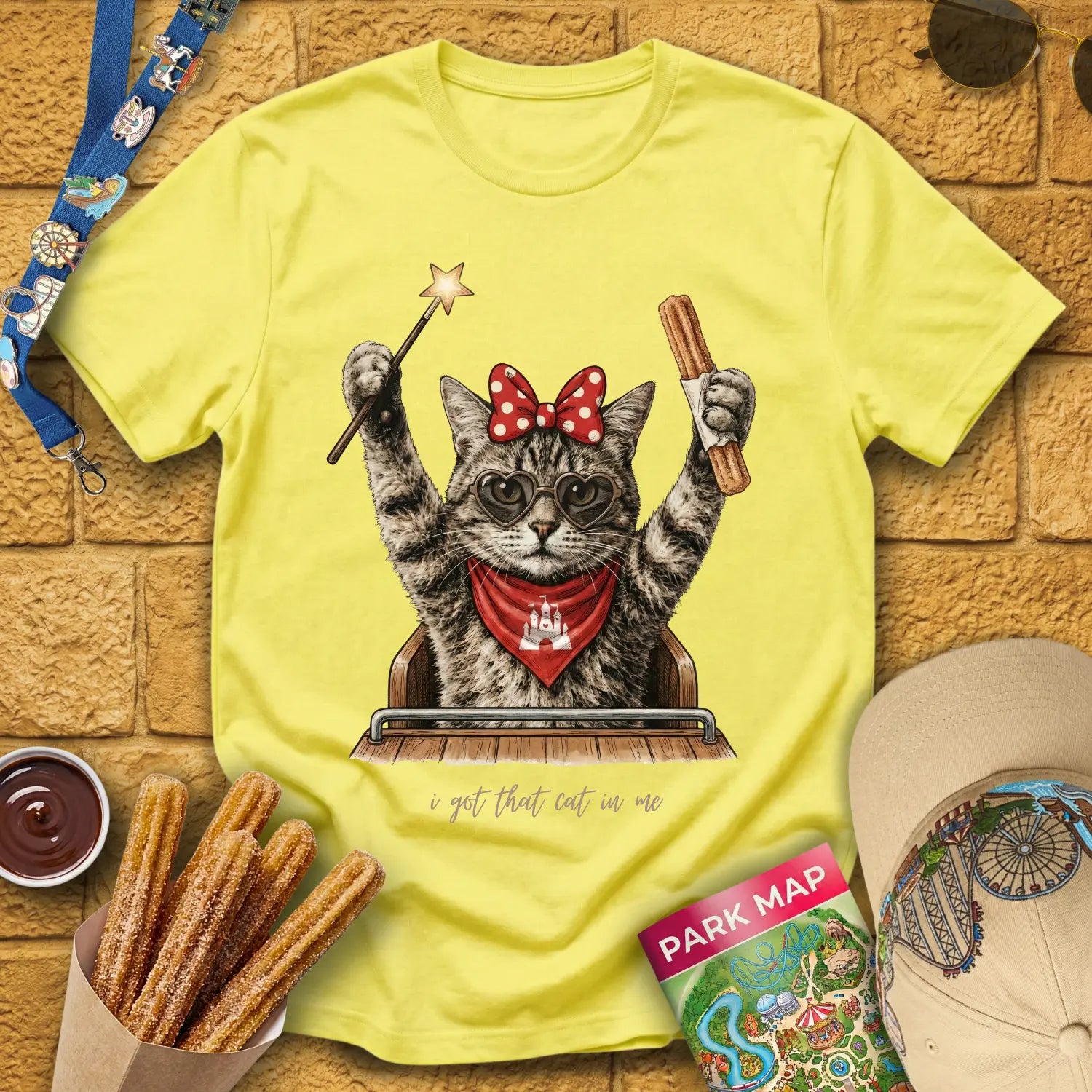 Cat In Me [Etched] T-Shirt for Theme Park Fans (Cornsilk)