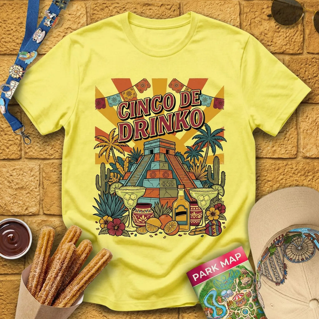 Cinco De Drinko [RetroPoster] T-Shirt for Theme Park Fans (Cornsilk)