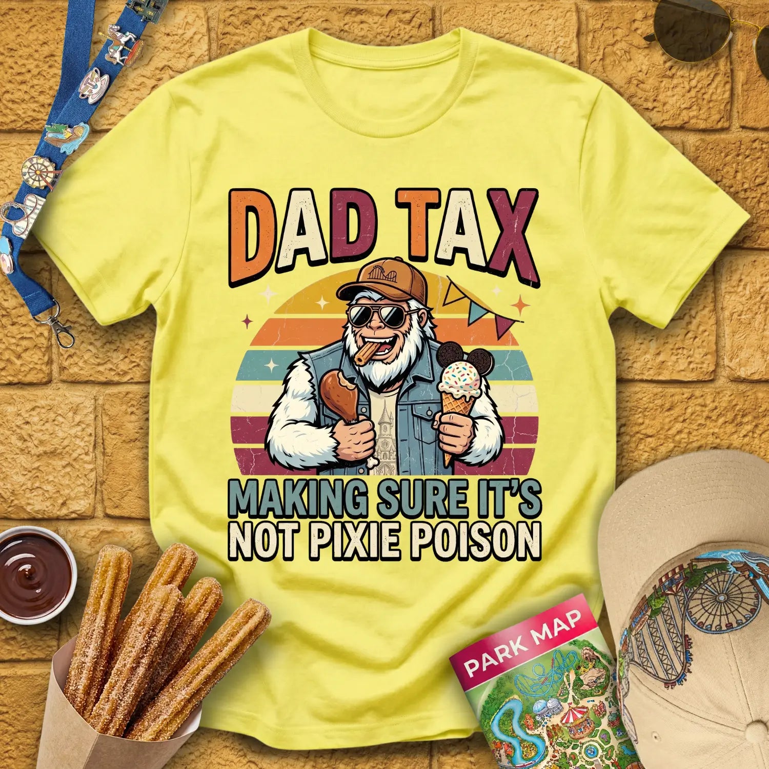Dad Tax [70s] T-Shirt for Theme Park Fans (Cornsilk)