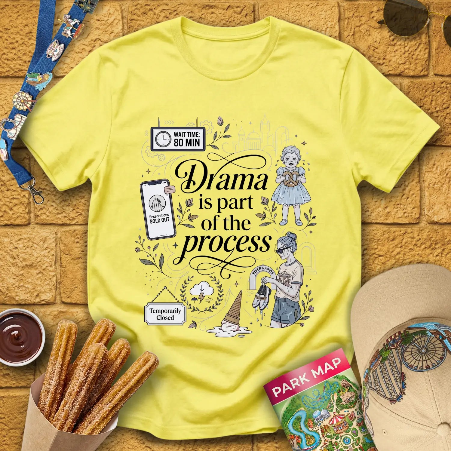 Drama Process [Artsy] T-Shirt for Theme Park Fans (Cornsilk)