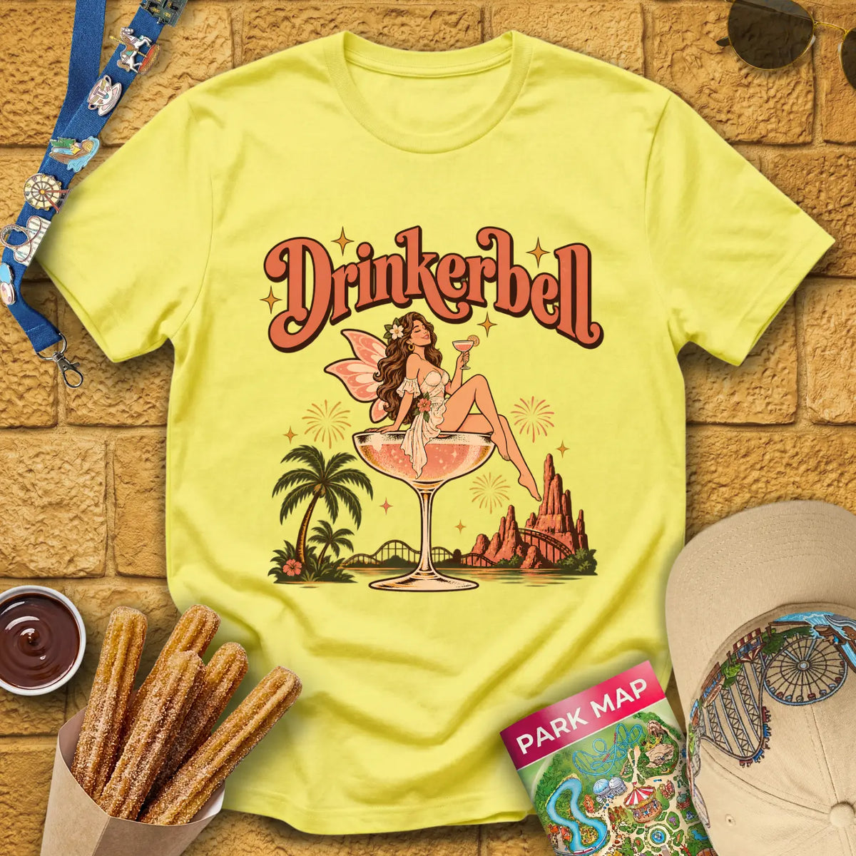 Drinkerbell [70s] T-Shirt for Theme Park Fans (Cornsilk)