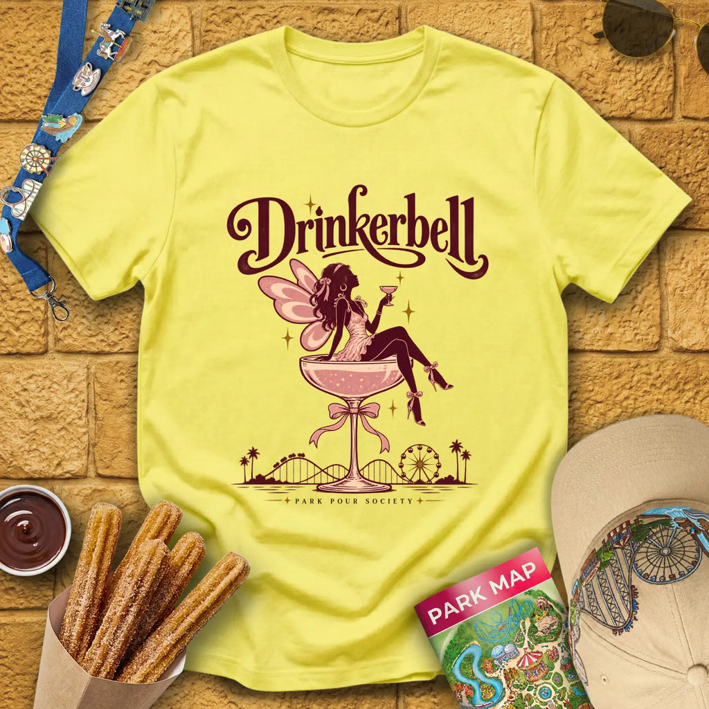 Drinkerbell [Glamour] T-Shirt for Theme Park Fans (Cornsilk)