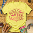 First At Rope Drop [VictorianBadge] T-Shirt for Theme Park Fans (Cornsilk)