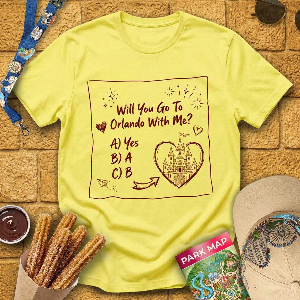 Go To Orlando [Doodle] T-Shirt for Theme Park Fans (Cornsilk)