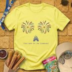 Here For Fireworks [Girly] T-Shirt for Theme Park Fans (Cornsilk)