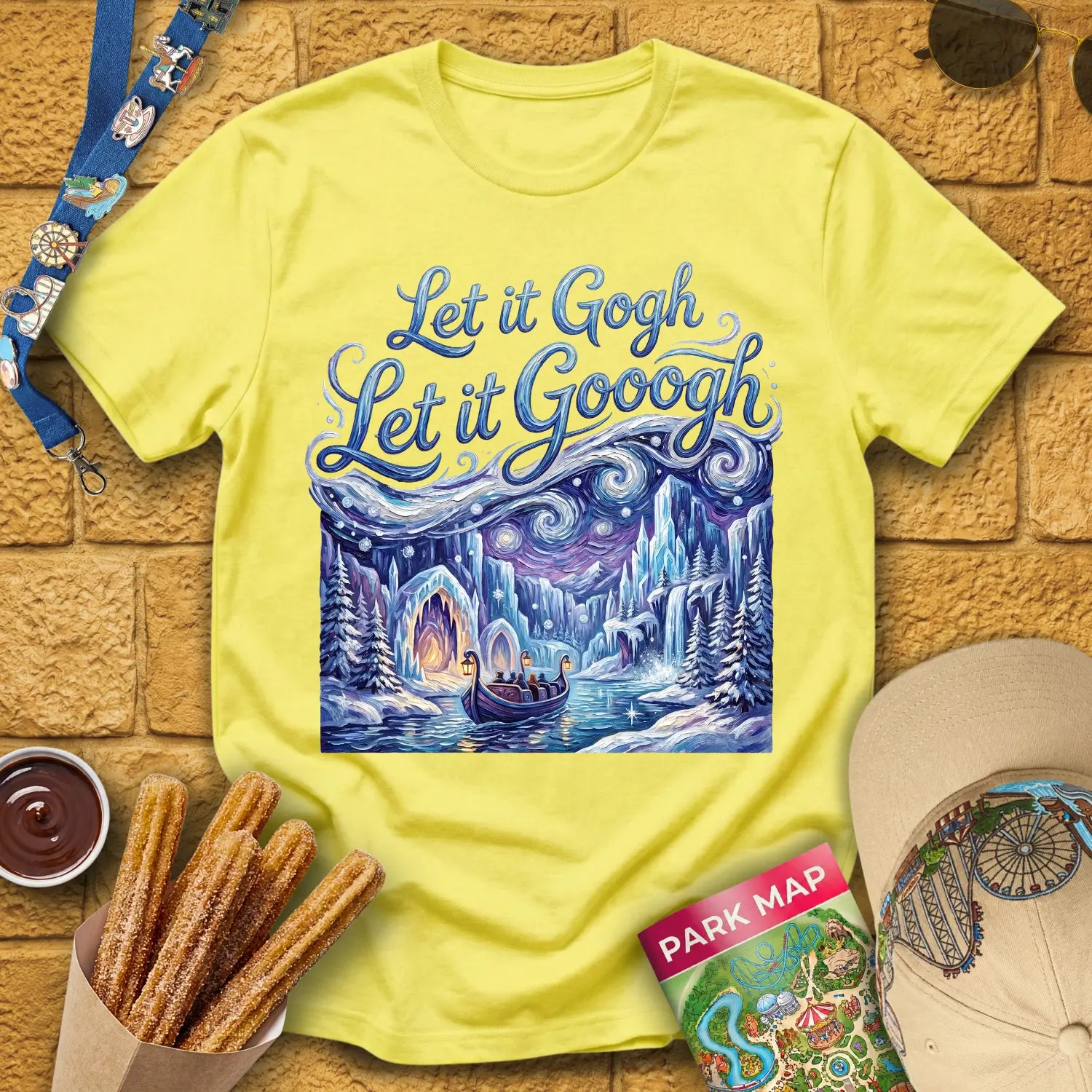 Let It Gogh [Artsy1] T-Shirt for Theme Park Fans (Cornsilk)