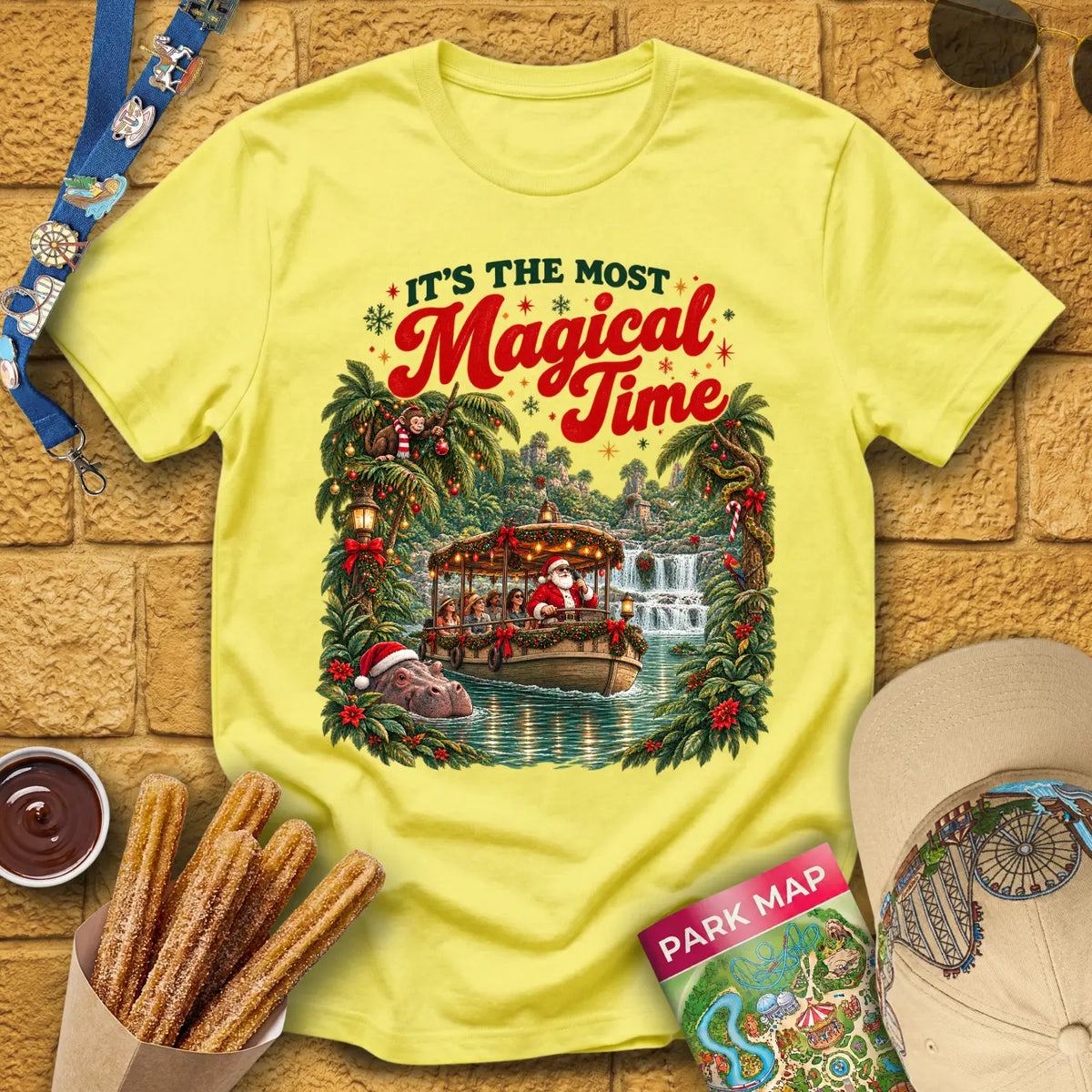 Magical Time Jungle [Retro] T-Shirt for Theme Park Fans (Cornsilk)