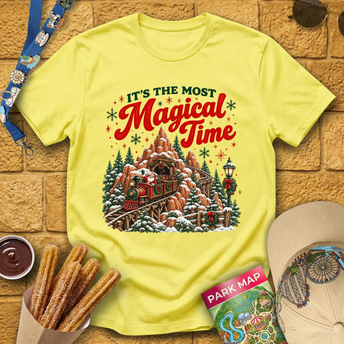 Magical Time Train [Retro] T-Shirt for Theme Park Fans (Cornsilk)