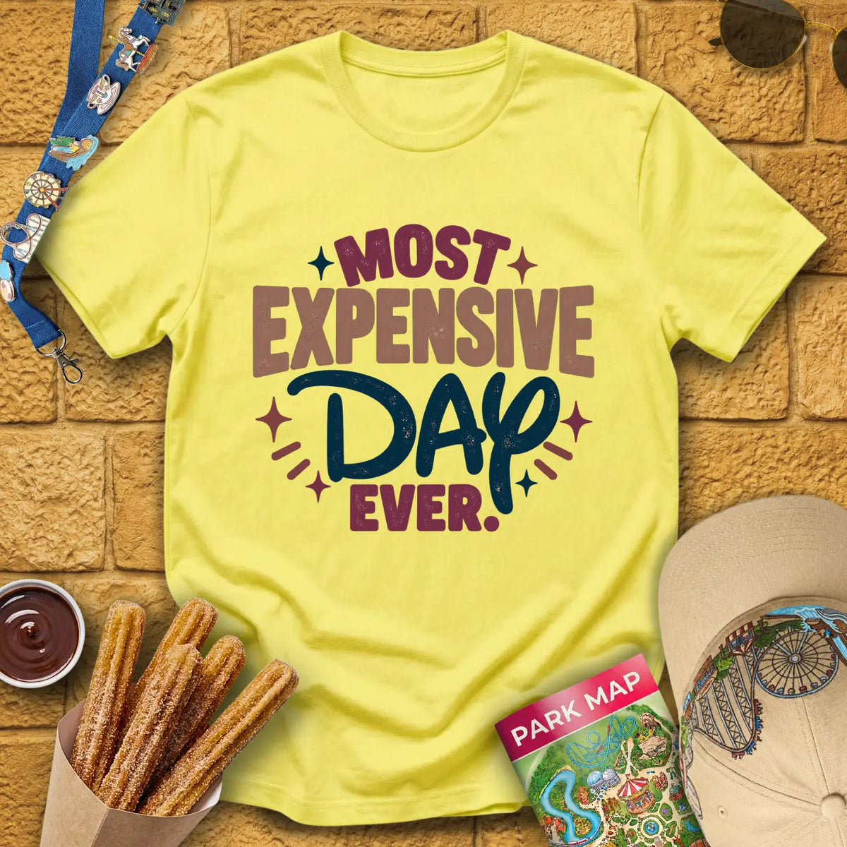 Most Expensive Day [Bold] T-Shirt for Theme Park Fans (Cornsilk)