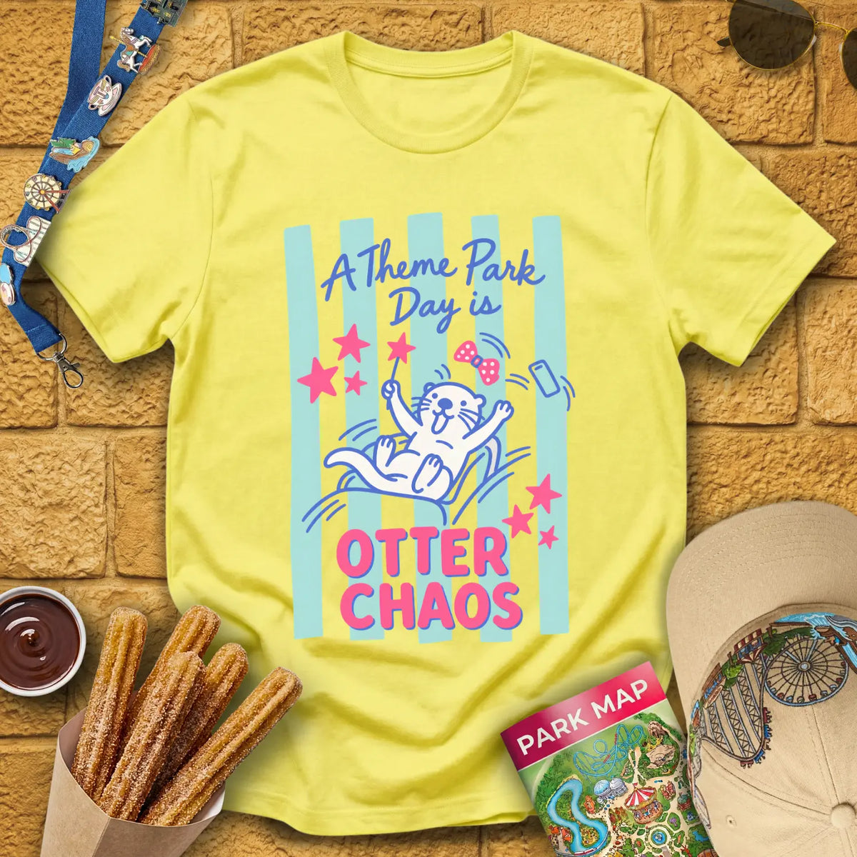 Otter Chaos [Cutesy] T-Shirt for Theme Park Fans (Cornsilk)