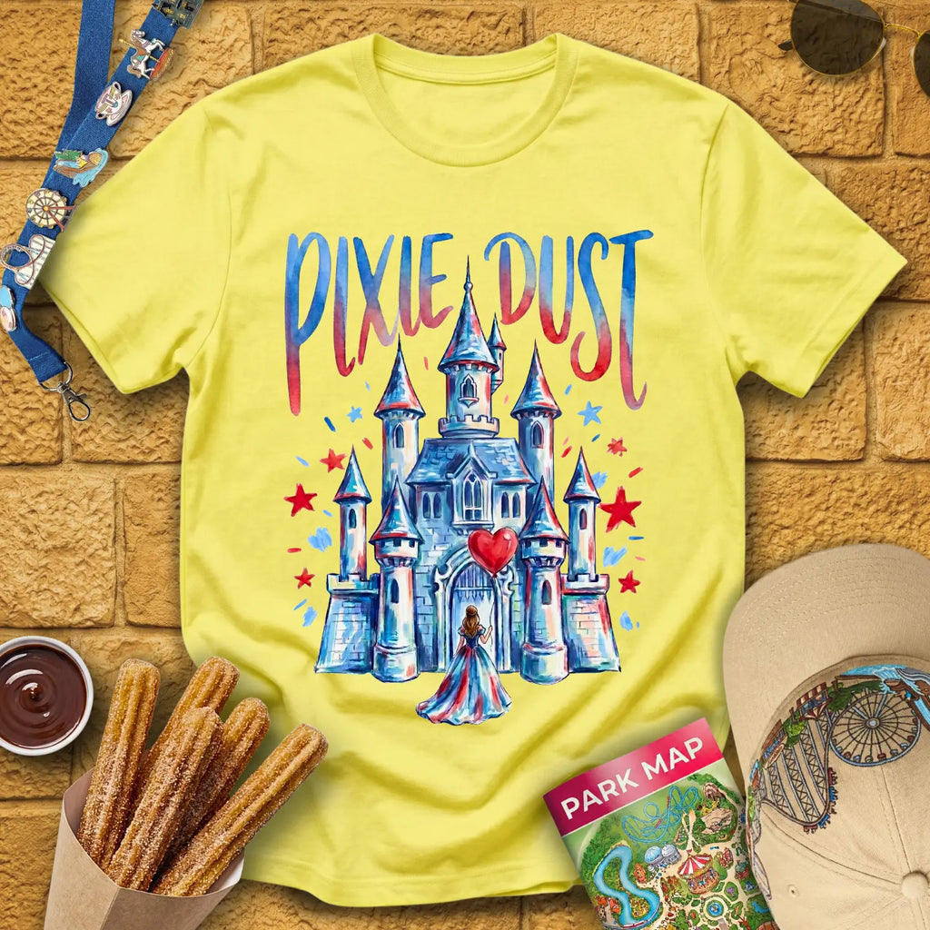 Pixie Dust Castle [Artsy] T-Shirt for Theme Park Fans (Cornsilk)