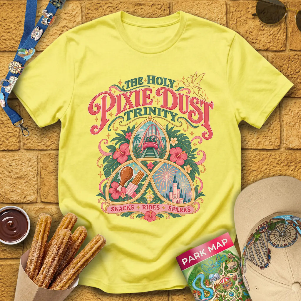 Pixie Dust Trinity [Artsy] T-Shirt for Theme Park Fans (Cornsilk)