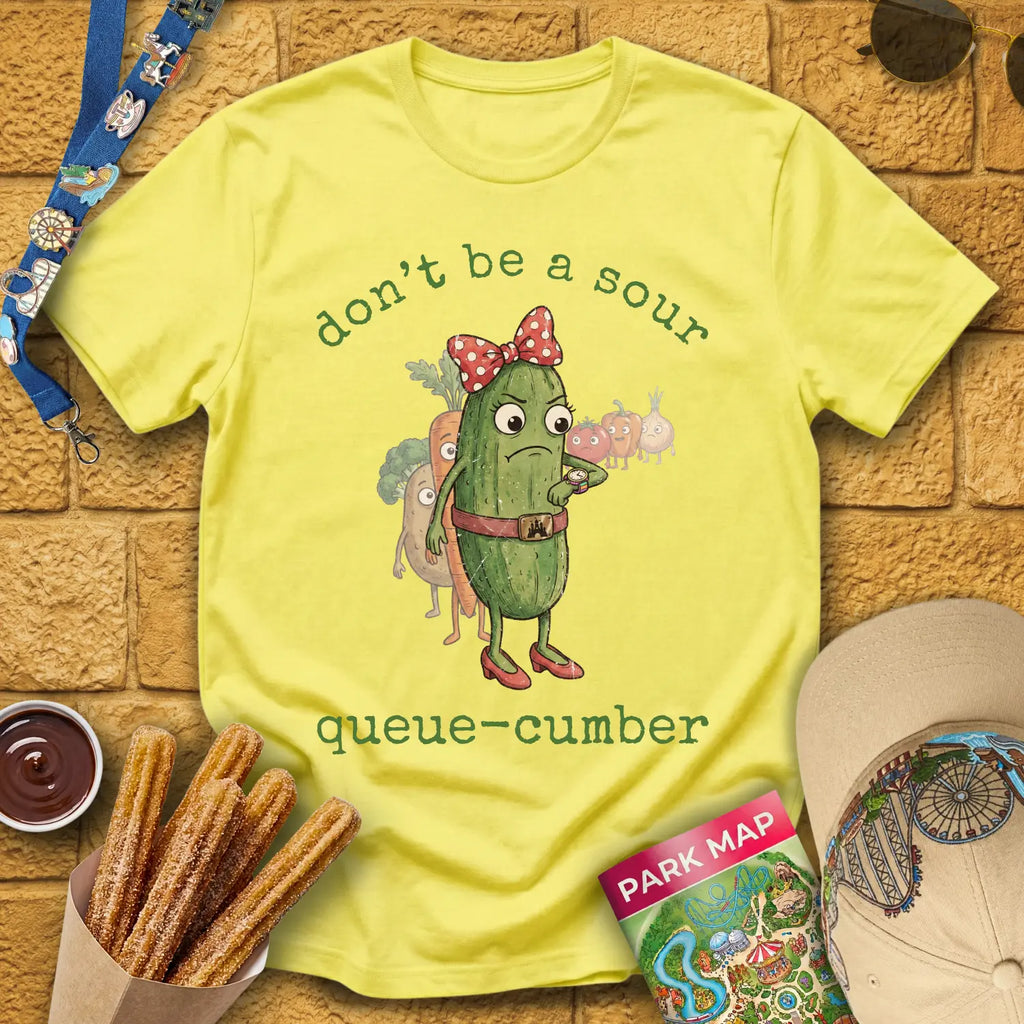Queue-Cumber [InkPen] T-Shirt for Theme Park Fans (Cornsilk)