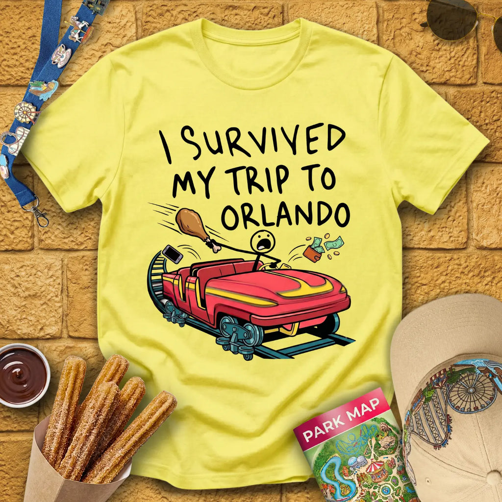 Survived Orlando Trip [VecComic] T-Shirt for Theme Park Fans (Cornsilk)