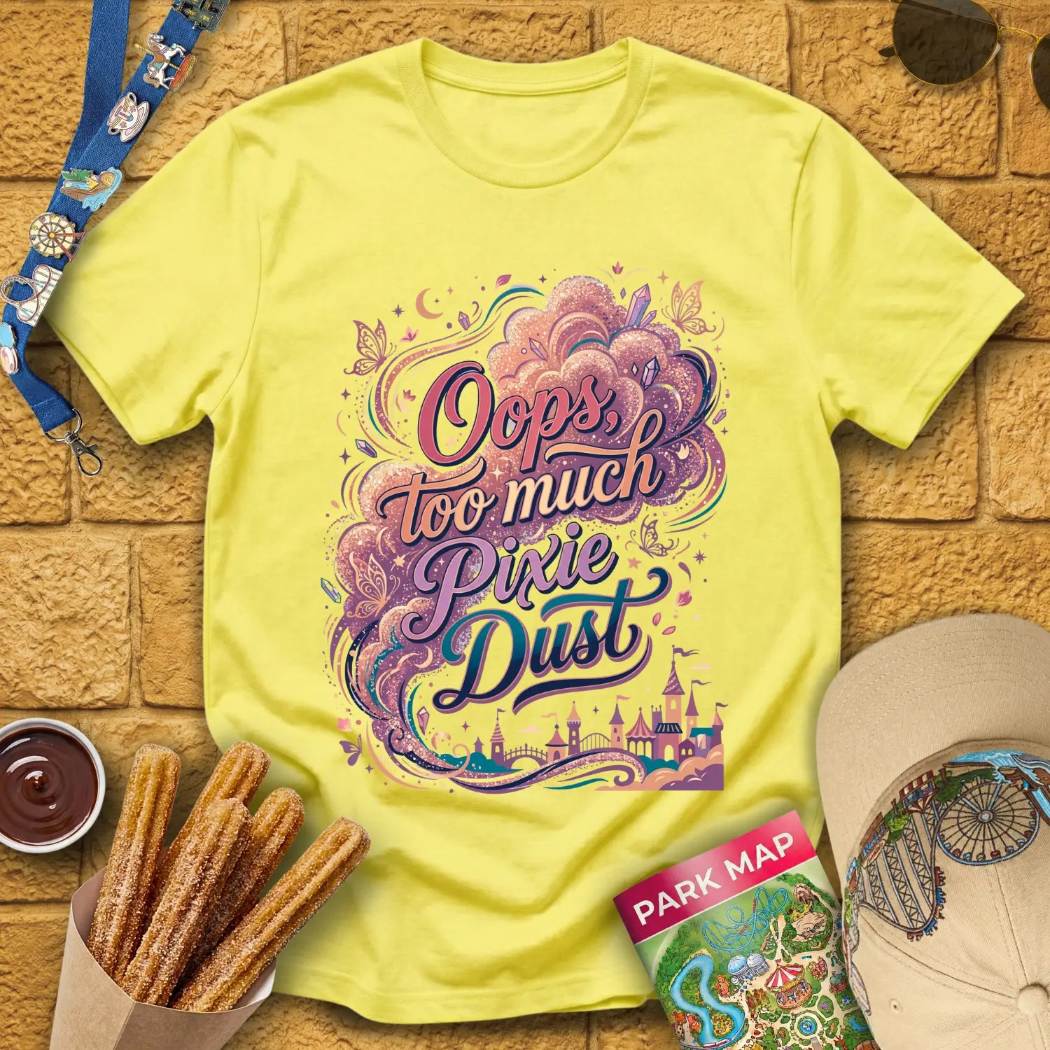 Too Much Pixie Dust [ArtsyDream] T-Shirt for Theme Park Fans (Cornsilk)