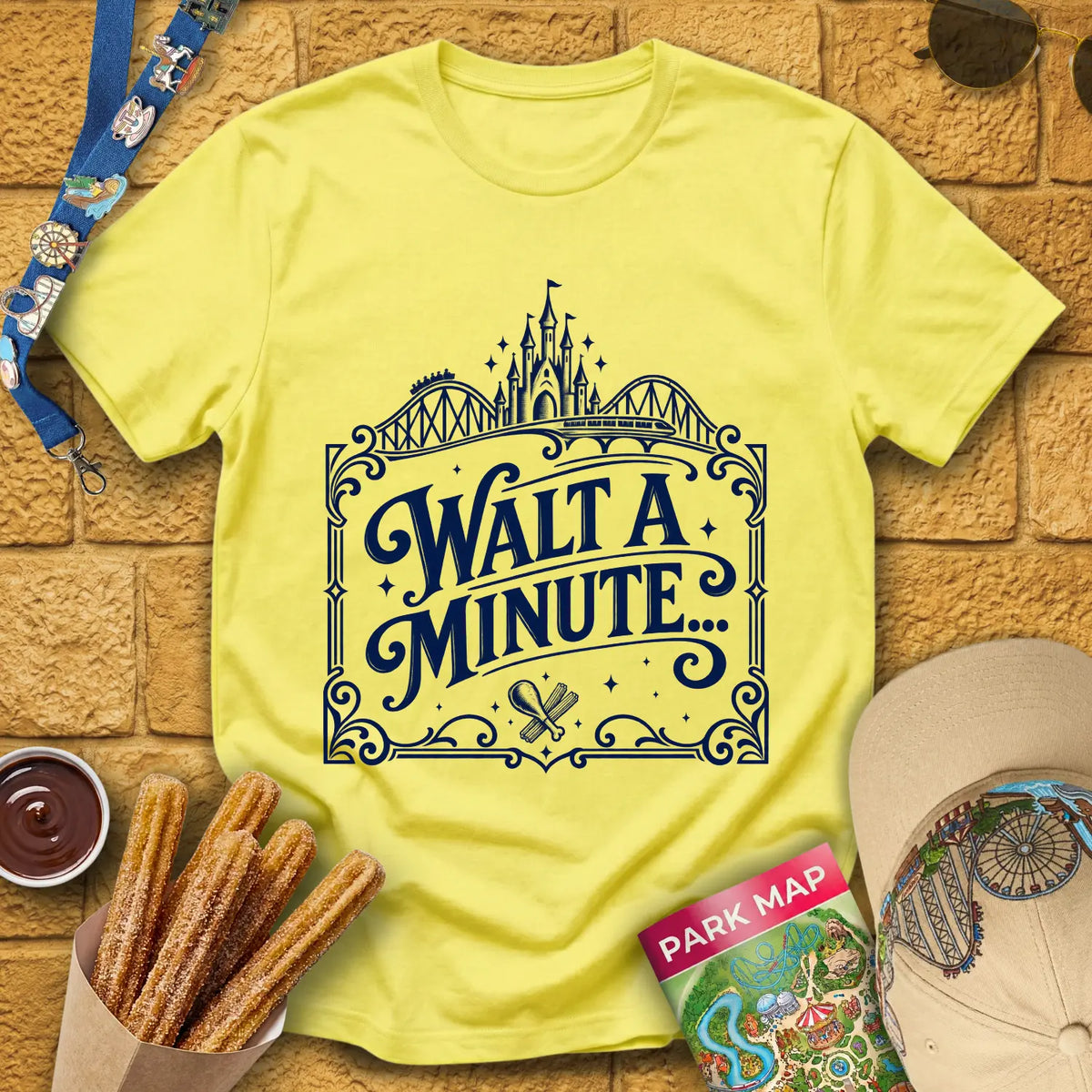 Walt A Minute... [Victorian] T-Shirt for Theme Park Fans (Cornsilk)